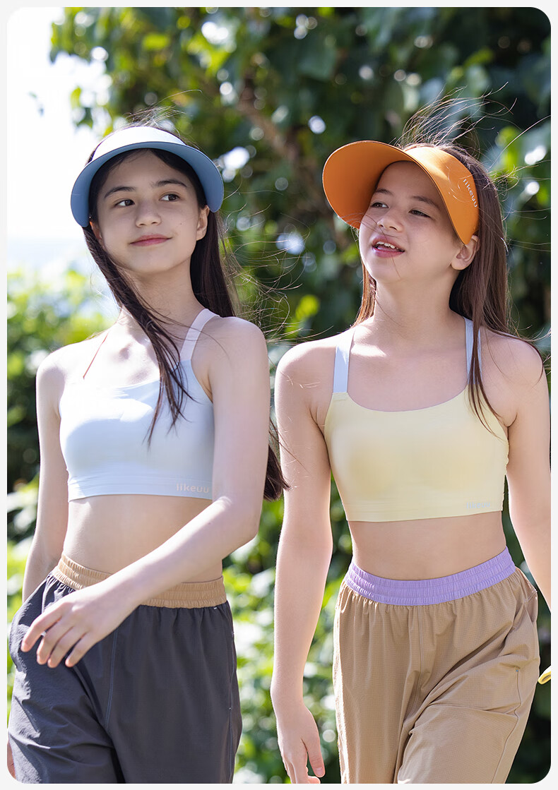 Like UU Girls' Middle School Sports Bra Waterdrop Back Development Period High School Youth Development Underwear 11