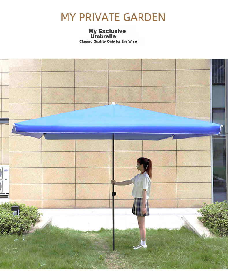 Yijia Outdoor Sun Umbrella, Outdoor Patio Umbrella, Sun Protection Market Stall Umbrella, Beach Umbrella, Rain Umbrella, 2.5-Meter Blue Square Umbrella 2