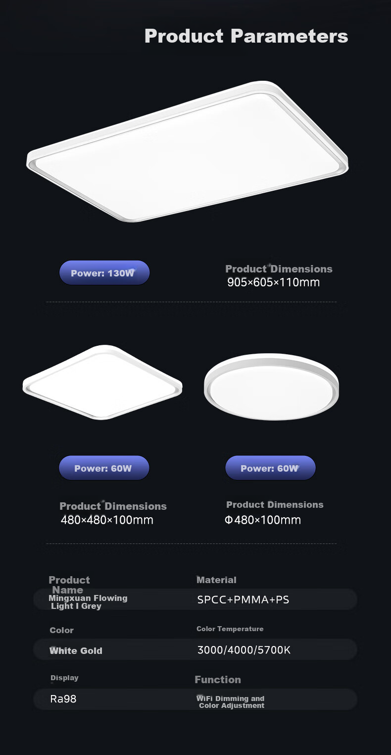 Midea LED Ceiling Light for Living Room, Dining Room And Bedroom, Tri-Color Eye Protection Lighting Fixture, 140W Flowing Gold N1, Installation Included 20