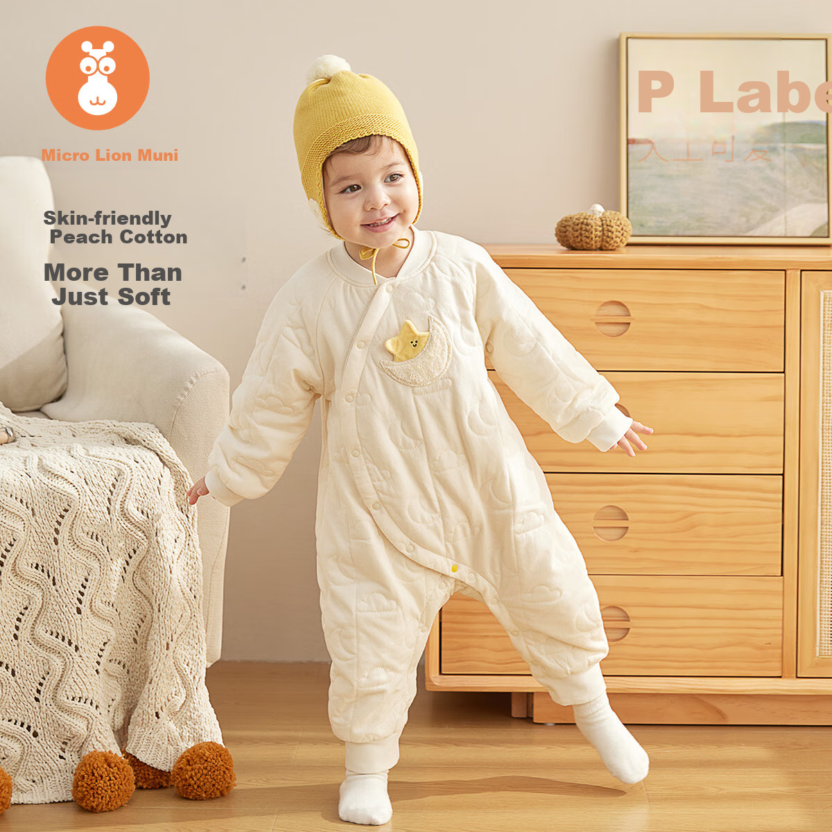 Wismorni Baby Cotton Clothing, Autumn And Winter Newborn Warm Onesie, Three-Layer Padded Jacket, Outdoor Winter Outfit