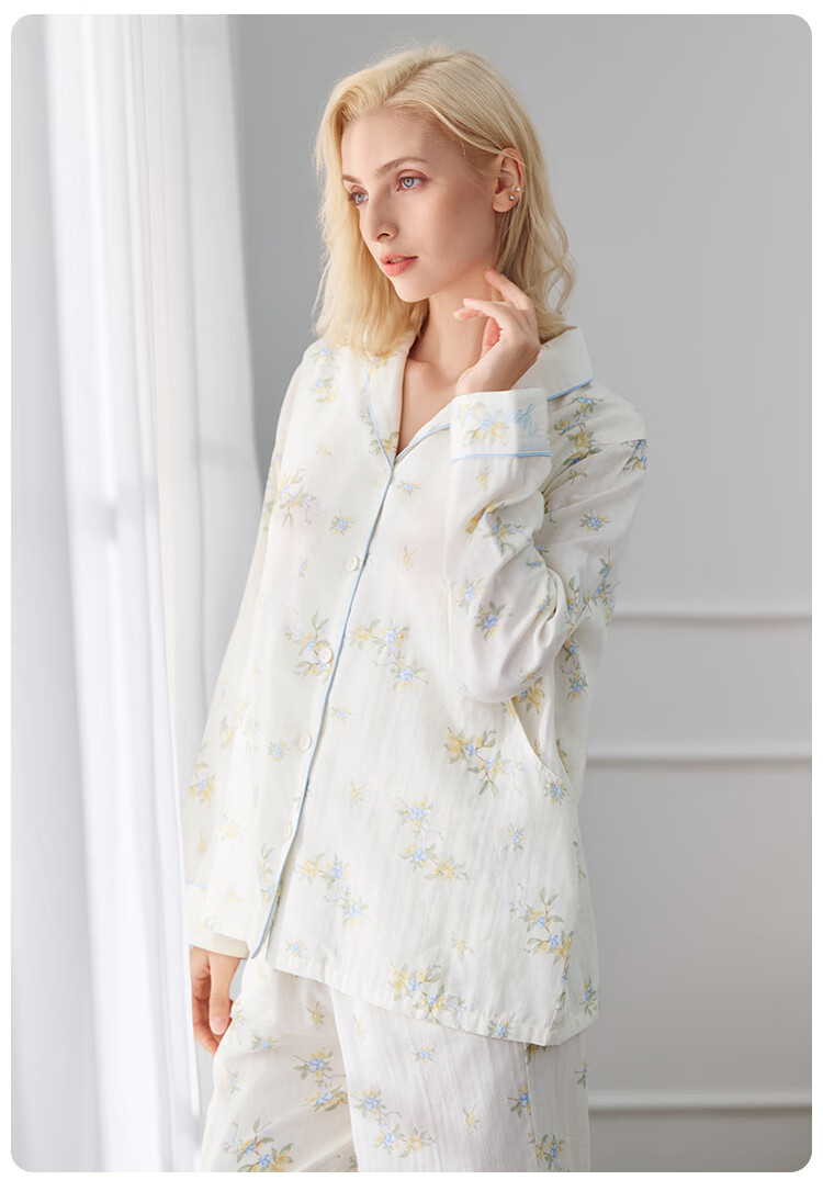 Ying's Maternity Postpartum Set Autumn New 10A Antibacterial Double-Layer Cotton Gauze Nursing Pajamas Homewear Set Pink L 13