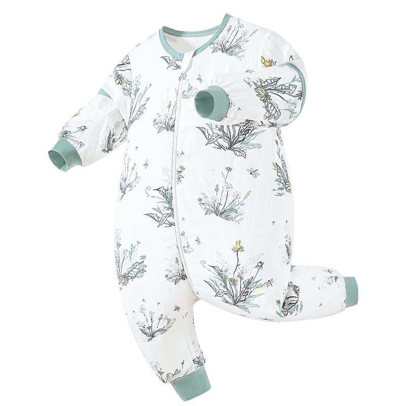 Nanjiren Baby Split-Leg Sleeping Bag, Spring And Autumn Bamboo Cotton, Front 4 Back 2 Gauze, Anti-Kick Blanket, Baby Pajamas, Size 120