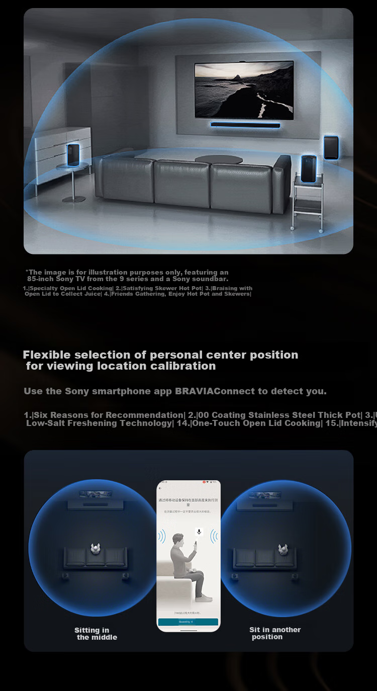 SONY HT-A9000 Dolby Atmos Soundbar with 360 Smart Dome, 4K/120Hz VRR ALLM Bluetooth Home Theater System 5