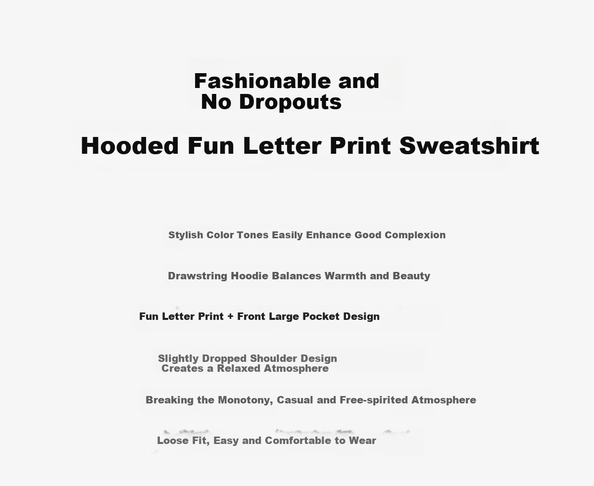 Chushen Spring And Autumn Women's Hoodie, Wilderness Maillard Hooded Drawstring Letter Print Casual Long-Sleeve Top S143W1007 2