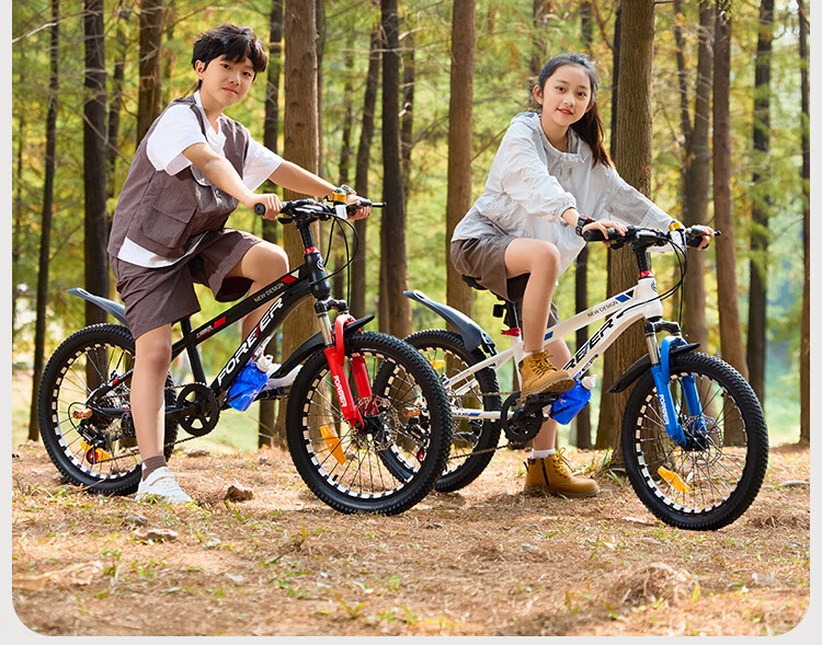 FOREVER Children's Bicycle, Variable Speed Mountain Bike for Primary And Secondary School Students, Boys And Girls Aged 6-15, Racing Bike for Teenagers, Black And Red, 22 Inches 21