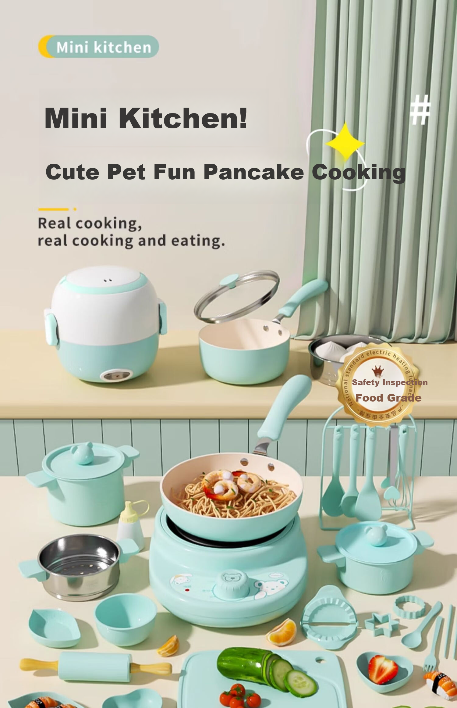 Shiwanzhenzhu Mini Kitchen Real Cooking Set Edible Kitchen Playset Birthday Gift for Girls And Boys Aged 7-14 1