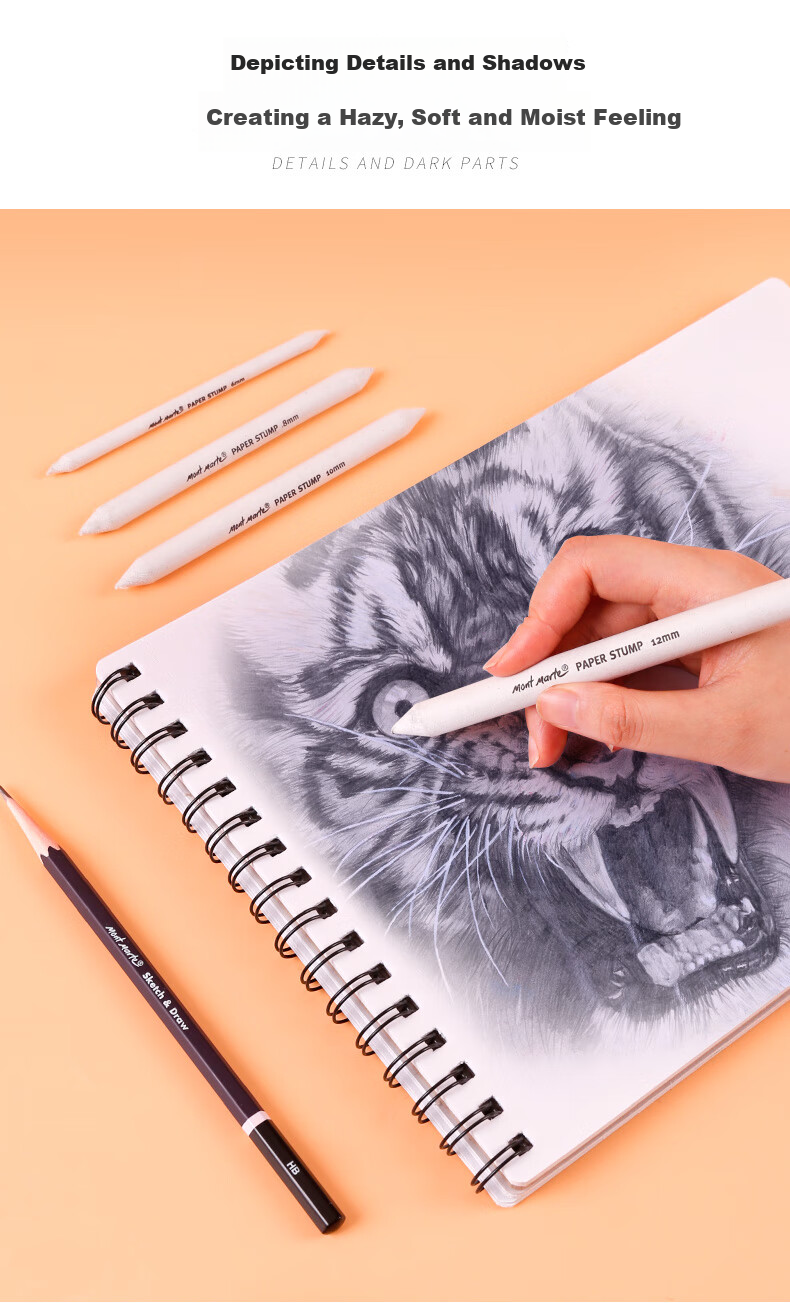 [Lowest Price Online] Mont Marte Sketching Blade Art Student Highlight Detail Shadow Blending Eraser Scraper Sketch Sponge Pen Replacement Head Eraser Blending Cotton MPN0228CN Sketching Markers Drawing 5
