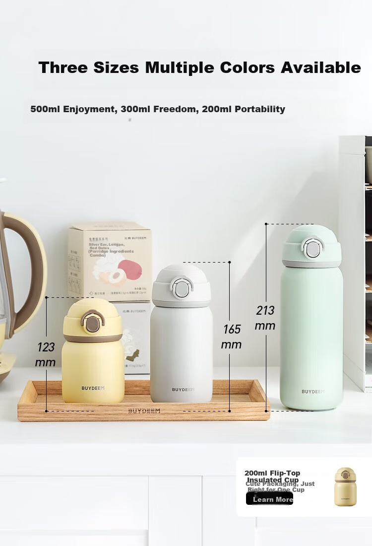Buydeem Insulated Mug, 304 Stainless Steel Spring Lid Cup, Mini Portable Water Bottle for Male And Female Students, Mid-Autumn Festival Gift 5