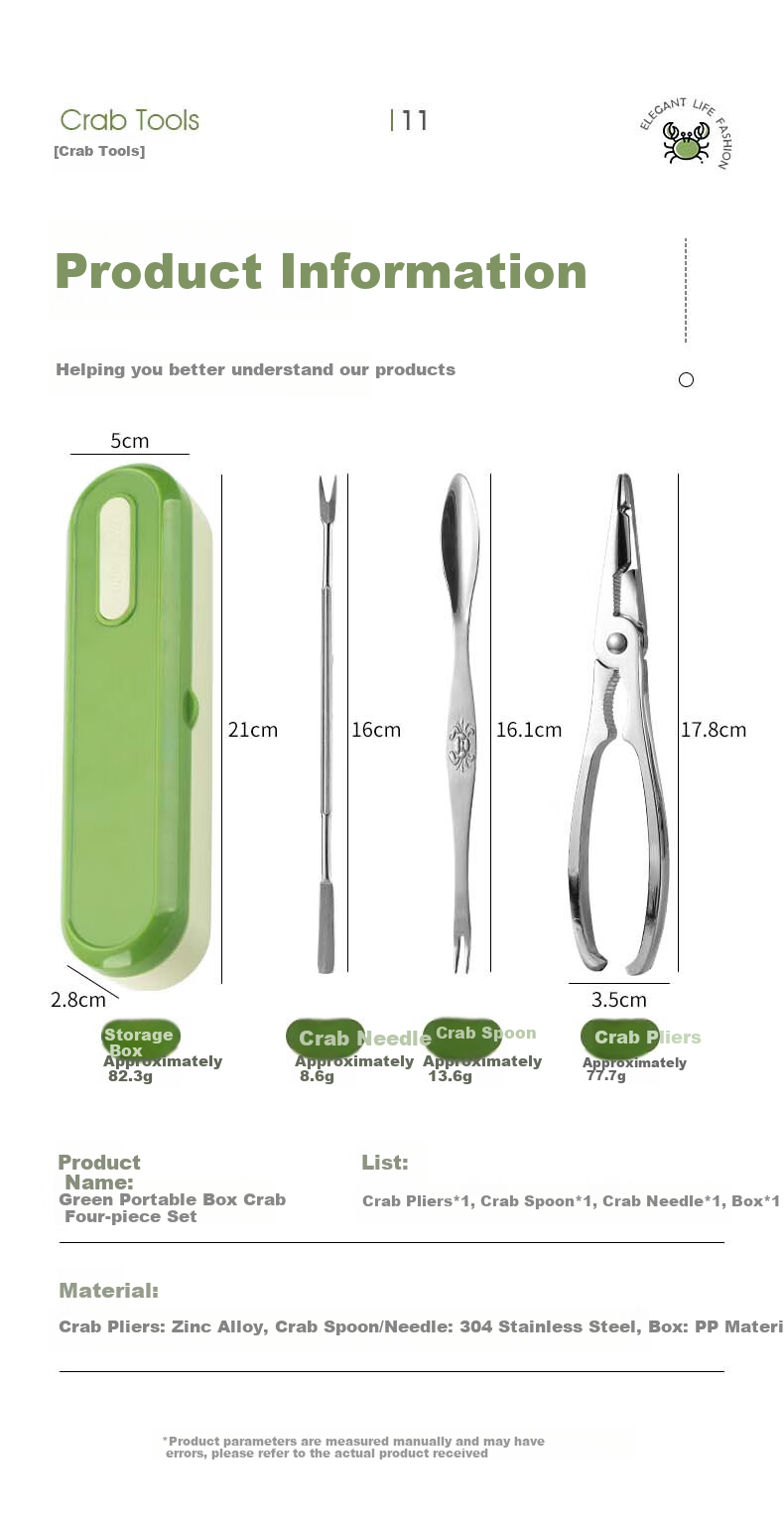 CAIZHI Crab Eight-Piece Eating Tool Set, Stainless Steel Crab Fork And Pliers for Hairy Crabs, Specialized Tools for Eating Crabs, 4-Piece Set CZ6201 11