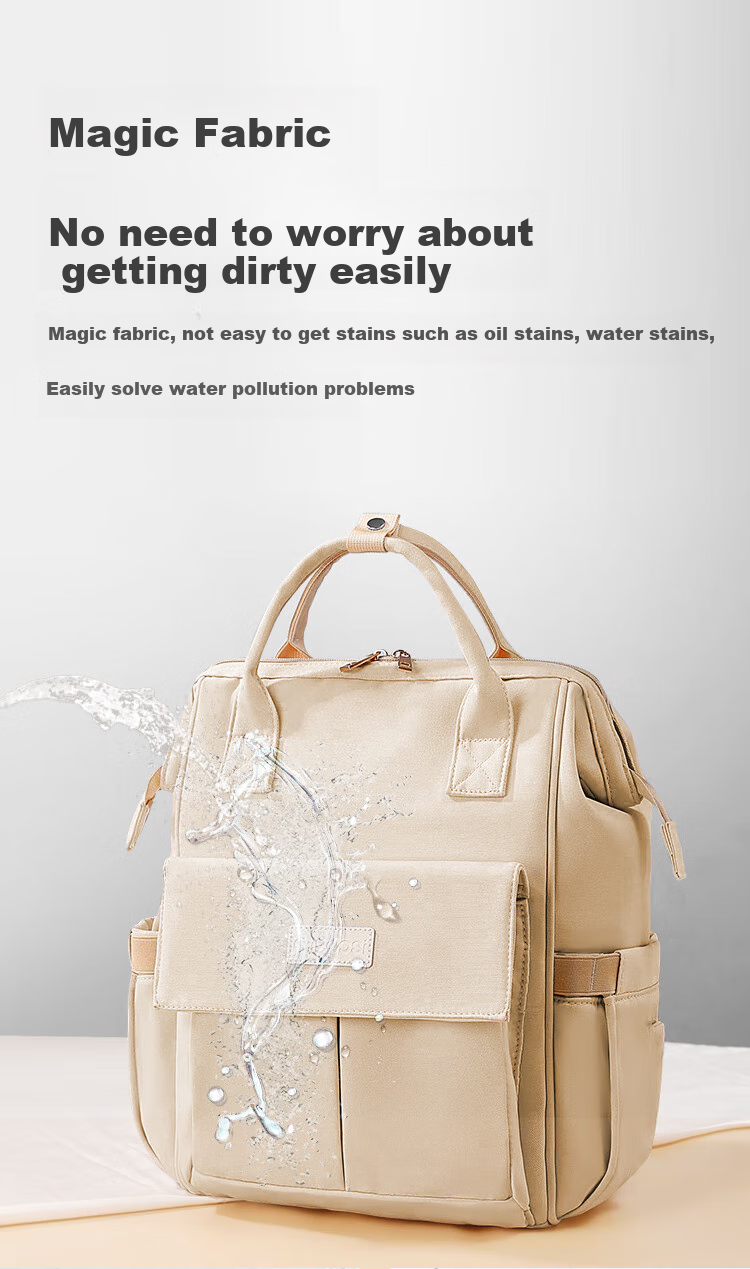 Aibaoshi Mommy Bag Backpack Multifunctional Breast Milk Bag Large Capacity Lightweight Outdoor Maternity Bag Dad Bag Khaki Fabric M400 14