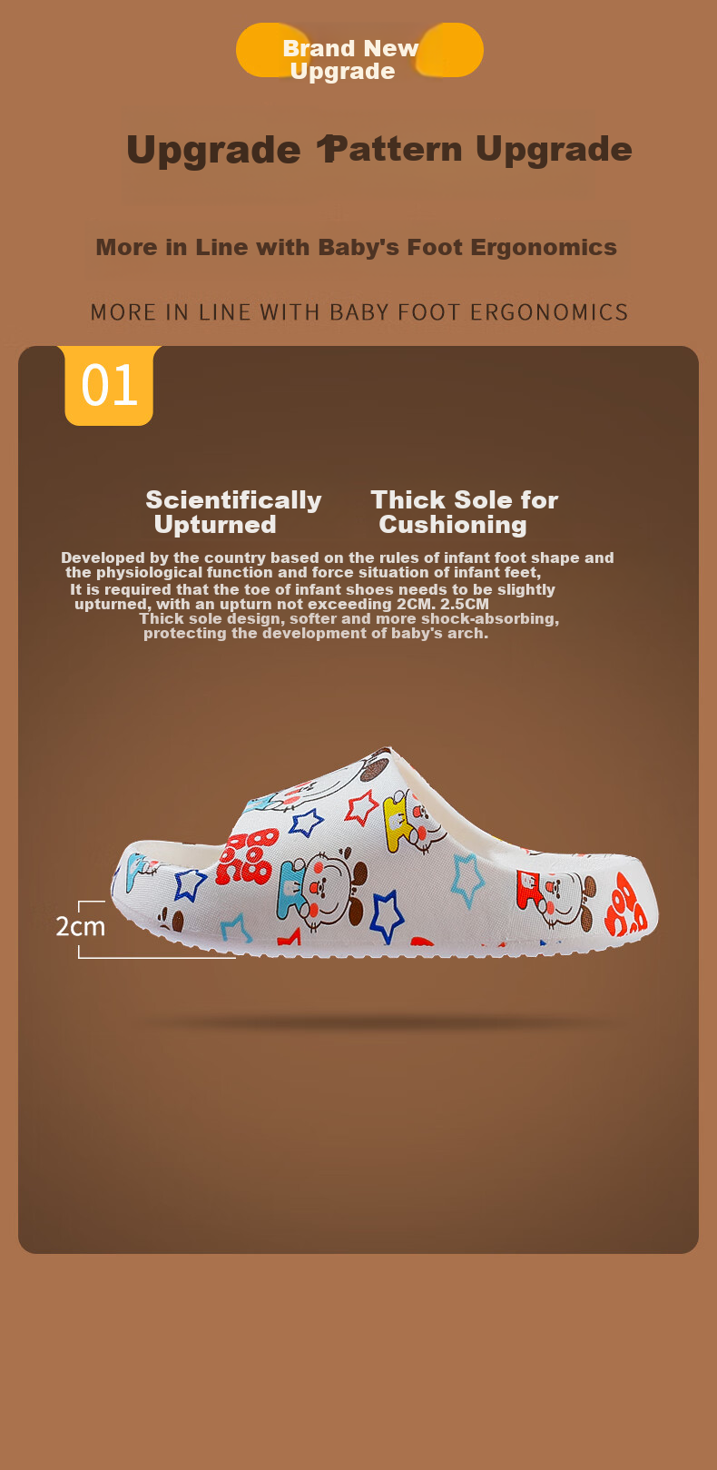 BOBDOG Children's Slippers for Boys And Girls, Soft-Soled Non-Slip Home Cartoon Sandals for Toddlers, Yellow, Size 220 1