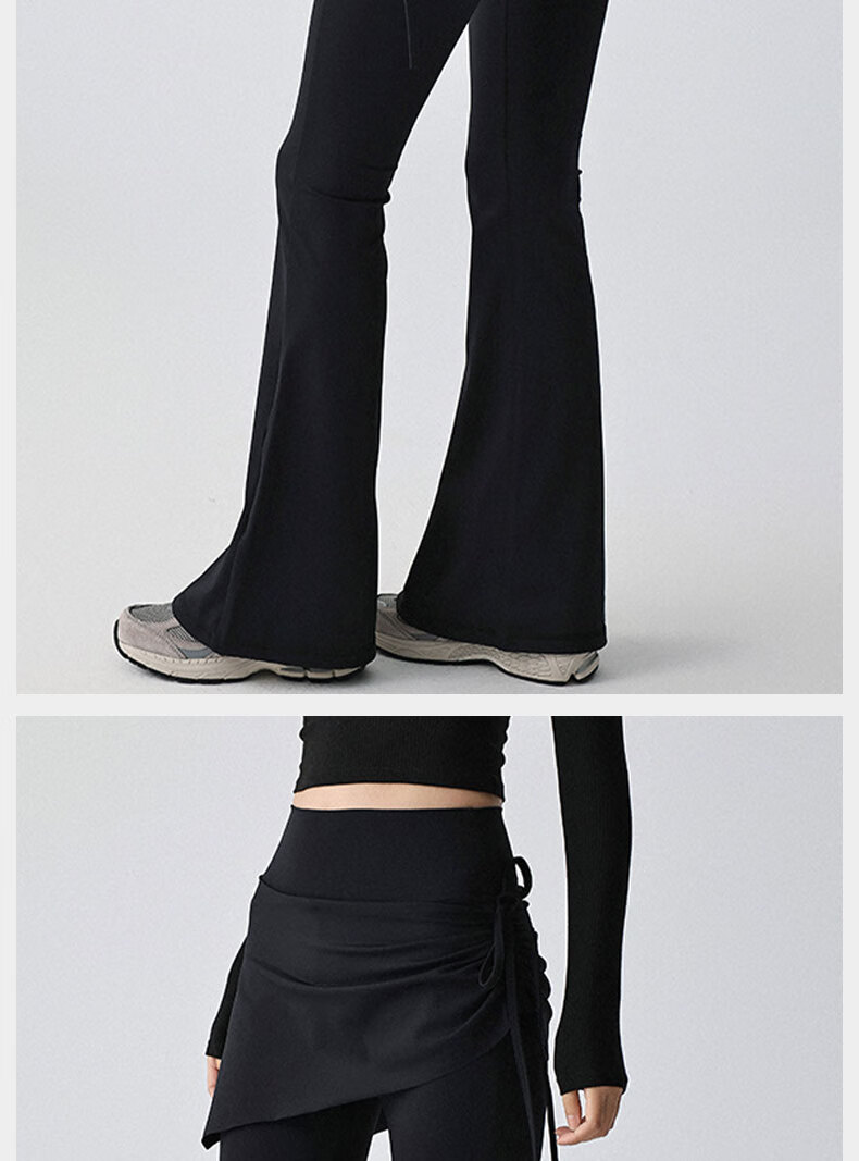 XUEXIMAN Two-in-One Yoga Skirt Pants Sports Tennis Skirt with Drawstring High Waist Running Anti-Exposure Fitness Pants for Women 4