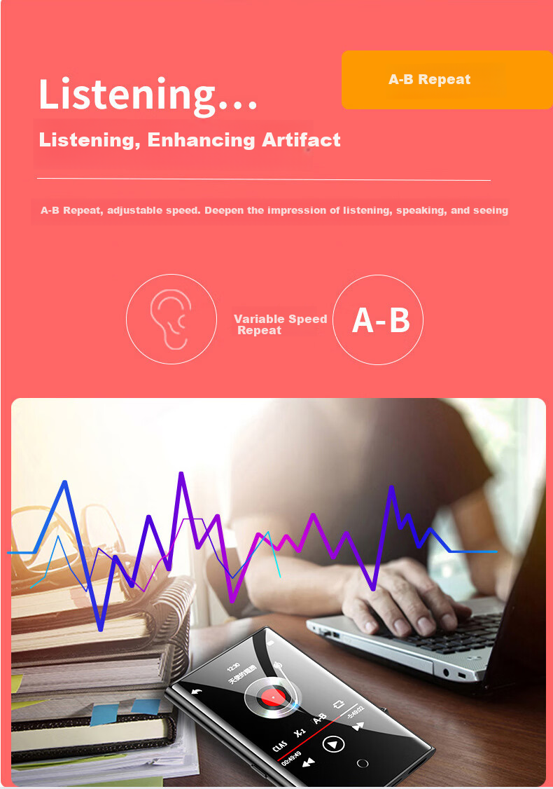 Aigo MP3-502 8GB English-Chinese Dictionary Speaker, Full Touch Screen MP4/MP5 Lossless Music HIFI Player, Portable English Learning Device for Students, Sports-Friendly Portable Metal Gray 6