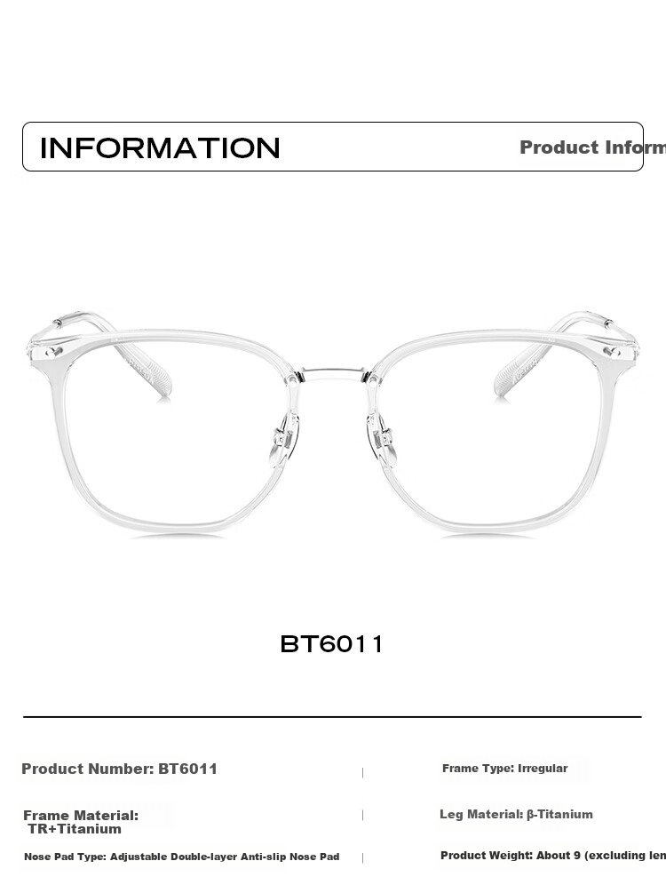 BOLON Glasses, Yang Zi's Style, Lightweight Titanium Frame, Myopia Optical Glasses for Men And Women, Gift, BT6011B90 6