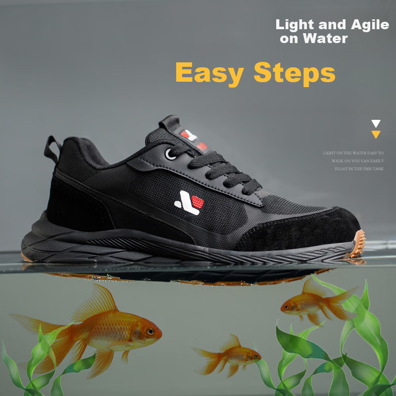 Jiuzhouzhanlang Safety Shoes, Anti-Smashing And Puncture-Resistant, Metal-Free, Can Pass Security Checkpoints, Insulated 6kV Protective Shoes, Ultra-Light Comfortable Summer Breathable, 6123 All-Season Style with Rubber And Plastic Sole [Shipped from Beijing Warehouse], Size 44