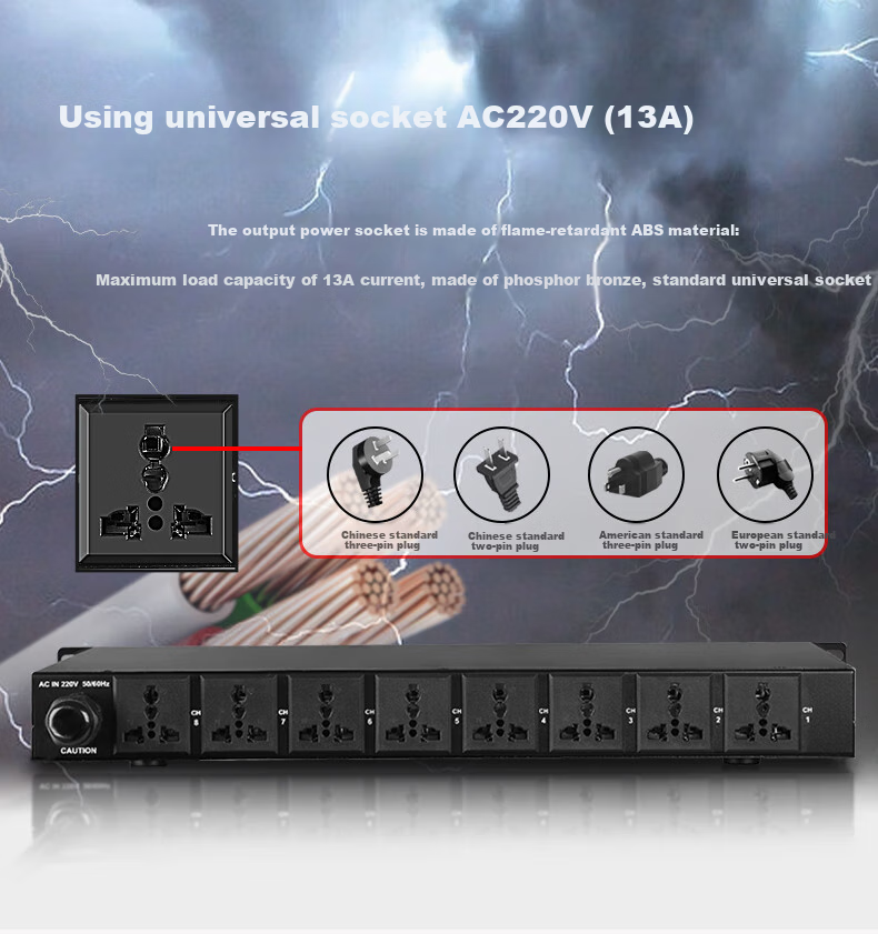 Shuledi D-20 Domestic Professional 8-Channel Power Sequencer with Filter, Independent Power Manager with Switch, Voltage Display, Stage Power Protector Controller for Meetings And KTV Audio Systems 13