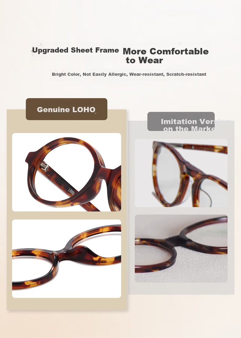 LOHO Oval Small Frame Glasses for Nearsighted Women, with Prescription Zeiss Lenses, Anti-Blue Light, Korean Style, Bare Face 7