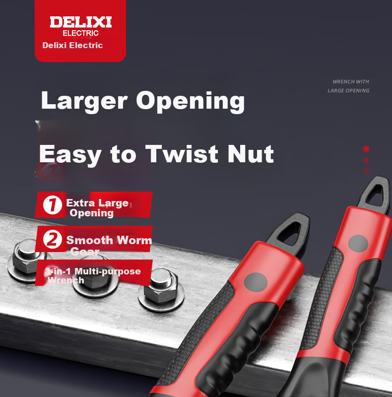 DELIXI ELECTRIC Adjustable Wrench, Multifunctional Plumbing Wrench, Wide-Mouth Adjustable Spanner, Pipe Wrench Dual-Use 12-Inch 1