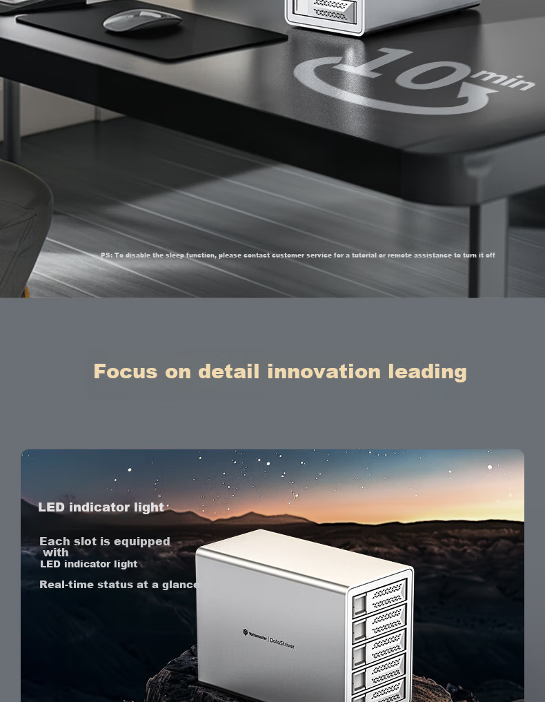 Yottamaster Magnetic Disk Array Hard Drive Enclosure with RAID Storage Temperature Control Fan, 150W Power Supply Universal 2.5/3.5 SATA Serial Mechanical And Solid State Hard Drive Compatible for Desktop Computers 10