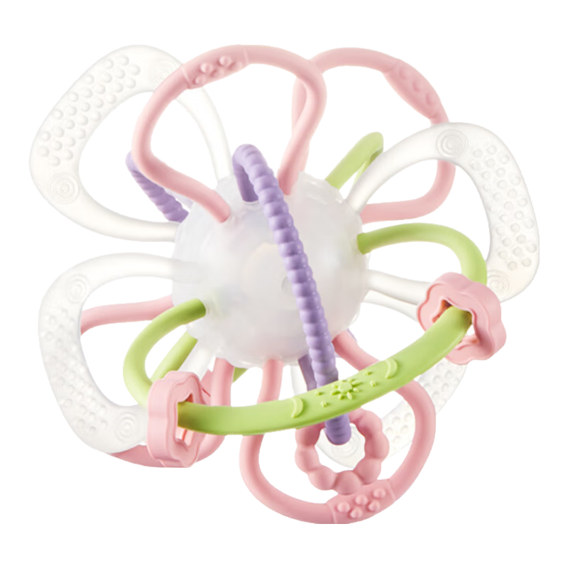 Babycare Baby Teether, Infant Toy Manhattan Squeeze Ball, Starry Sky Squeeze Ball in Wei Fen Pink