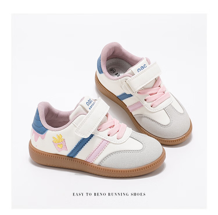ABC KIDS Children's Training Shoes, Autumn Kids' Shoes, Girls' Sneakers, Soft-Soled Skateboard Shoes, Girls' Casual Shoes, 3064 White And Rose Red, Size 33 5