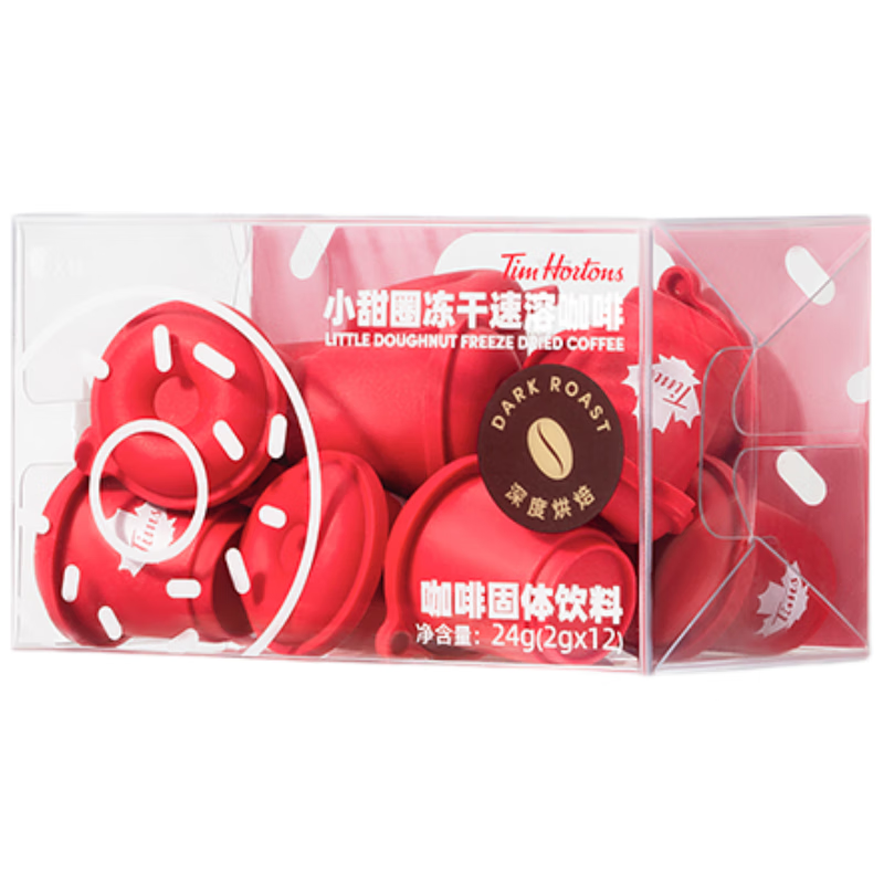 Tim HortonsTims 小甜圈冻干速溶咖啡粉黑咖啡深度烘焙 2.8g*12颗