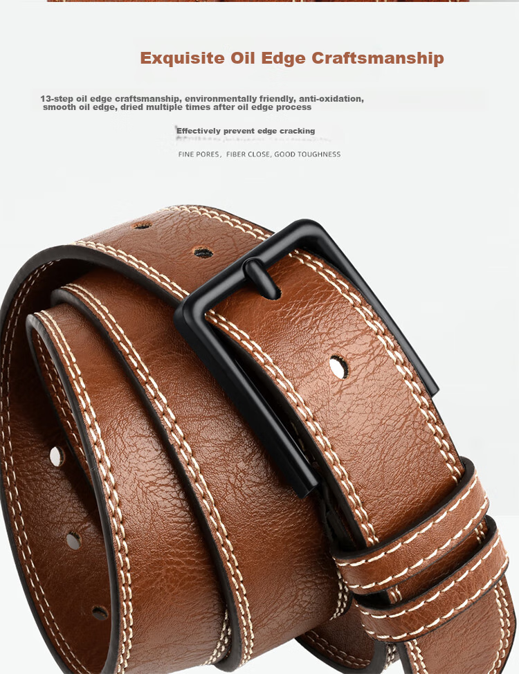 HALFEEL Men's Leather Belt Pin Buckle Waistband, Versatile Denim Trouser Belt for Young And Middle-Aged Men, Military Training Pants Belt, Business Wear-Resistant Durable Gift 7