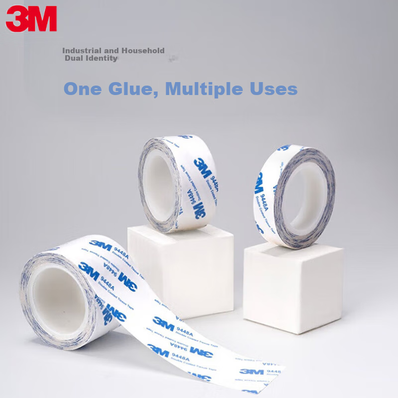 3M Double-Sided Tape, Non-Woven Fabric with Cotton Paper Adhesive, for Home And Office Use, Wedding Decorations, Spring Festival Couplets, Heat-Resistant, Strong, Multi-Functional, Thin Double-Sided Tape 9448A 10MM*10M
