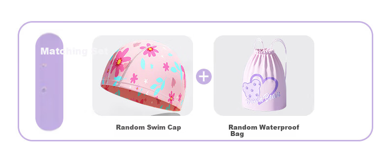 Huili Children's Swimsuit, One-Piece Dress for Girls, Swimming Costume for Older Kids And Middle School Students, Four-Piece Set, 34064 Purple, 3XL 4