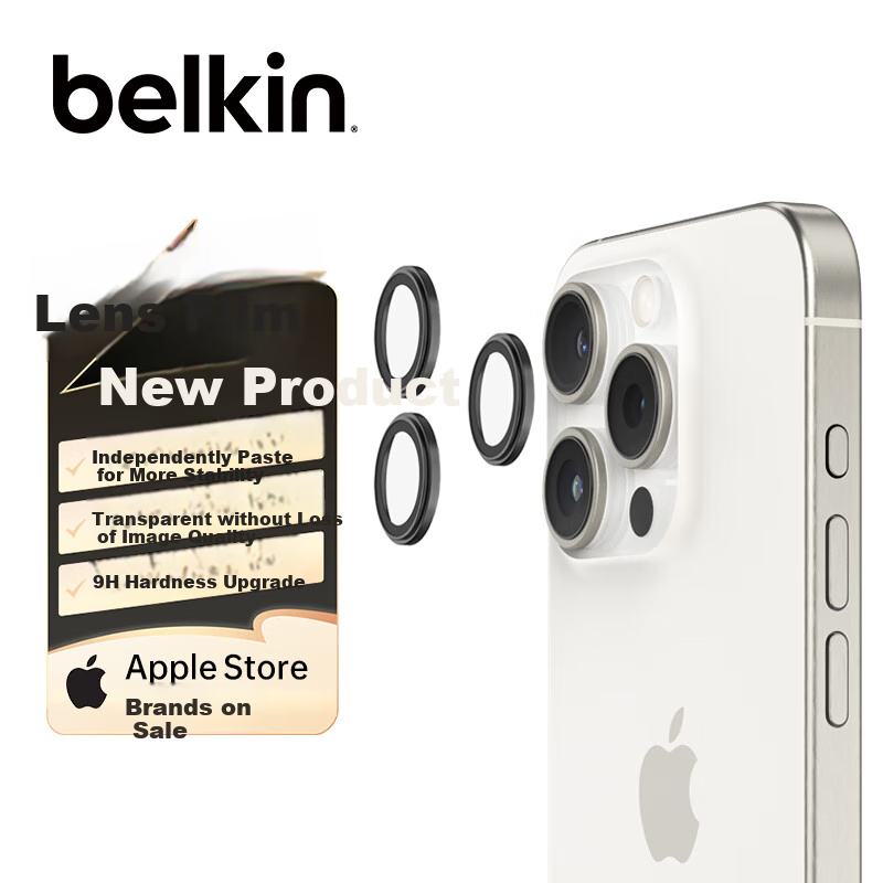 BELKIN Lens Protector for Apple IPhone 15 Pro/15 Pro Max, Camera Protection Film, HD Anti-Scratch Independent Lens Cover, Compatible with All Cases