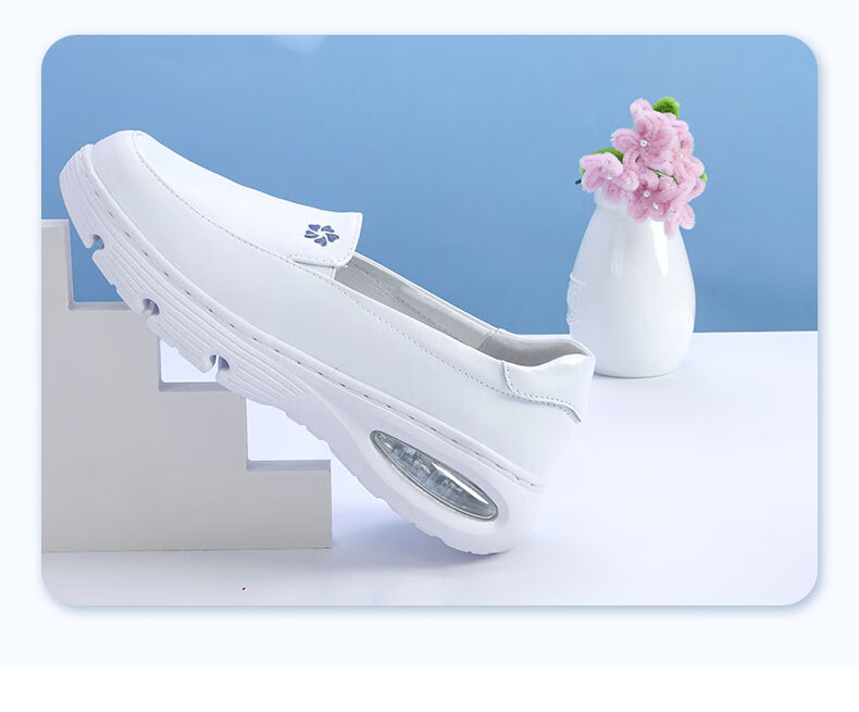 Feiying Air Cushion Nurse Shoes for Women, Spring And Autumn Style, Genuine Leather, Comfortable And Breathable Medical Work Shoes 2-2062 White Size 35 6