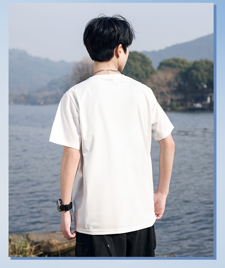 Huili Short-Sleeve T-Shirt for Men, Summer Cool Ice Silk Sports Tee, Loose Casual Quick-Dry Breathable Top 8