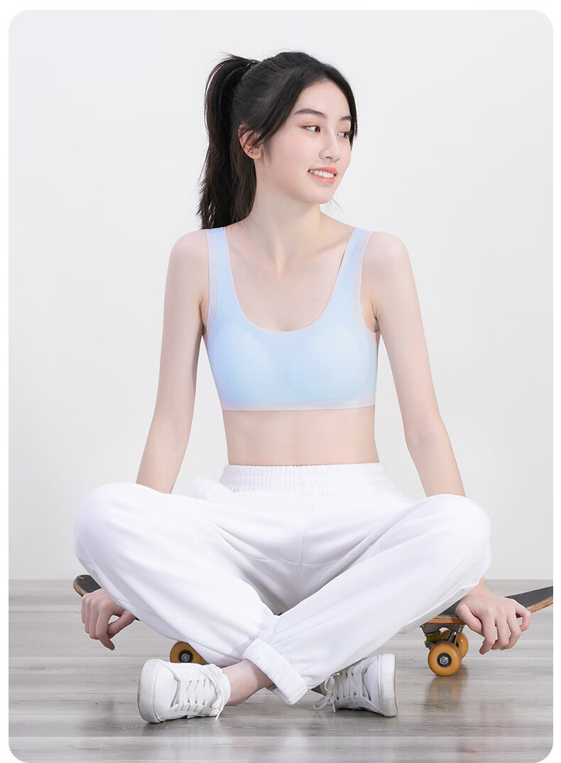 Ailier &ouluola Girls' Underwear Bra for Puberty Ages 15-16 Three-Stage Bra for Middle And High School Students 6278 Blue L 15