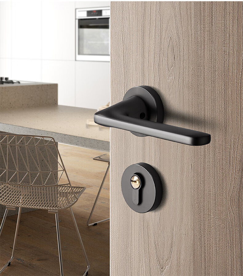 Auburn Handle Lock Split Indoor Bedroom Door Lock Silent Lock Body Copper Core Copper Key Door Lock A-19 Black 7