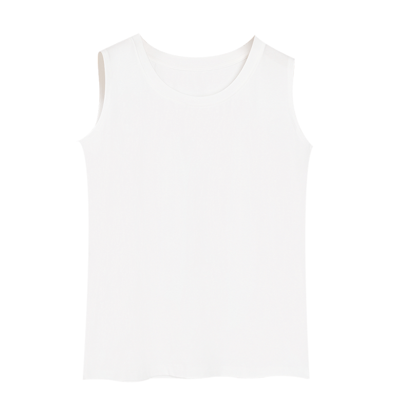 Hongdou Women's Cotton-Spandex Vest, Breathable And Elastic, Simple And Versatile for Commuting, Round Neck Tank Top Suitable for Outer Wear