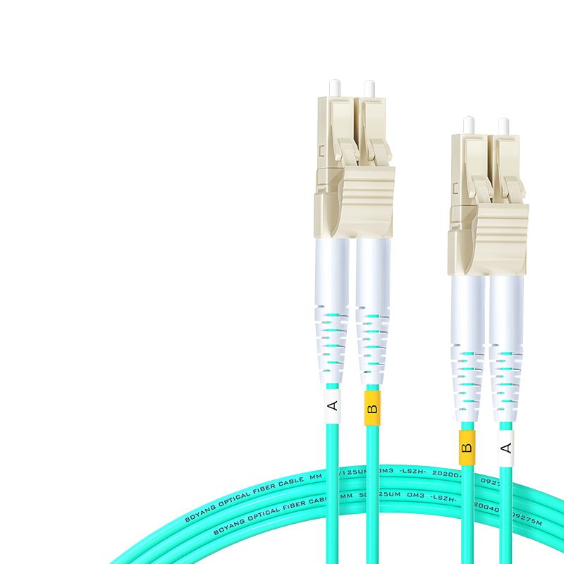 BOYANG 10 Gigabit LC-LC Multimode Fiber Optic Patch Cable, 5 Meters, OM3-300 Dual-Core Pigtail, Φ2.0 Flame-Retardant LSZH Bend-Resistant Multimode Fiber Optic Cable BY-W5552M
