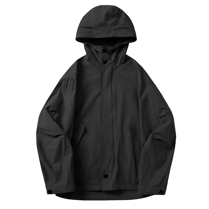 MARKLESS Hooded Windproof Jacket for Men, Cotton, Durable, Crisp Casual Men's Coat 5151 Black M