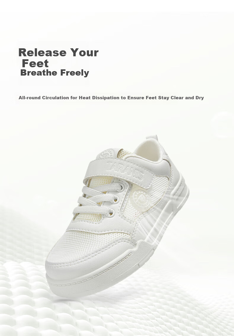 TARANIS Children's Canvas Shoes, Spring And Summer Boys' White Sneakers, Non-Slip Wear-Resistant Girls' Breathable Versatile Casual Kids' Shoes, White, Size 27 2