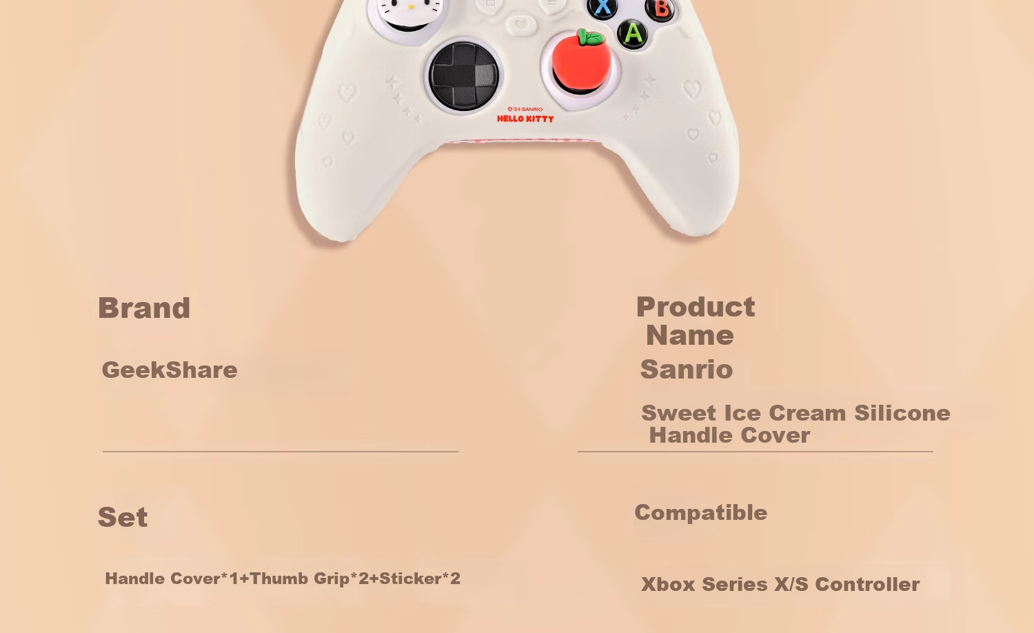 Jixiang XBOX Controller Protective Case, Kuromi Official Silicone Shell, Non-Slip And Sweat-Resistant Soft Case, Cute Cartoon Design, Compatible with Joysticks, Game Console Accessory 33