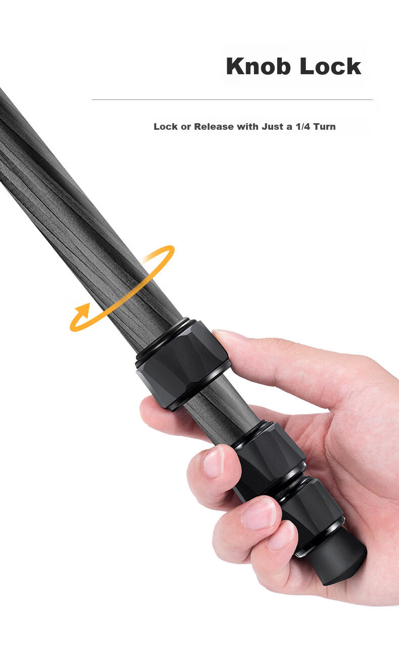 Zhuoer Carbon Fiber Tripod for DSLR Cameras, Portable Travel Professional Photography Panoramic Ball Head Tripod, Ultra-Light Live Streaming Vlog Video Monopod 9
