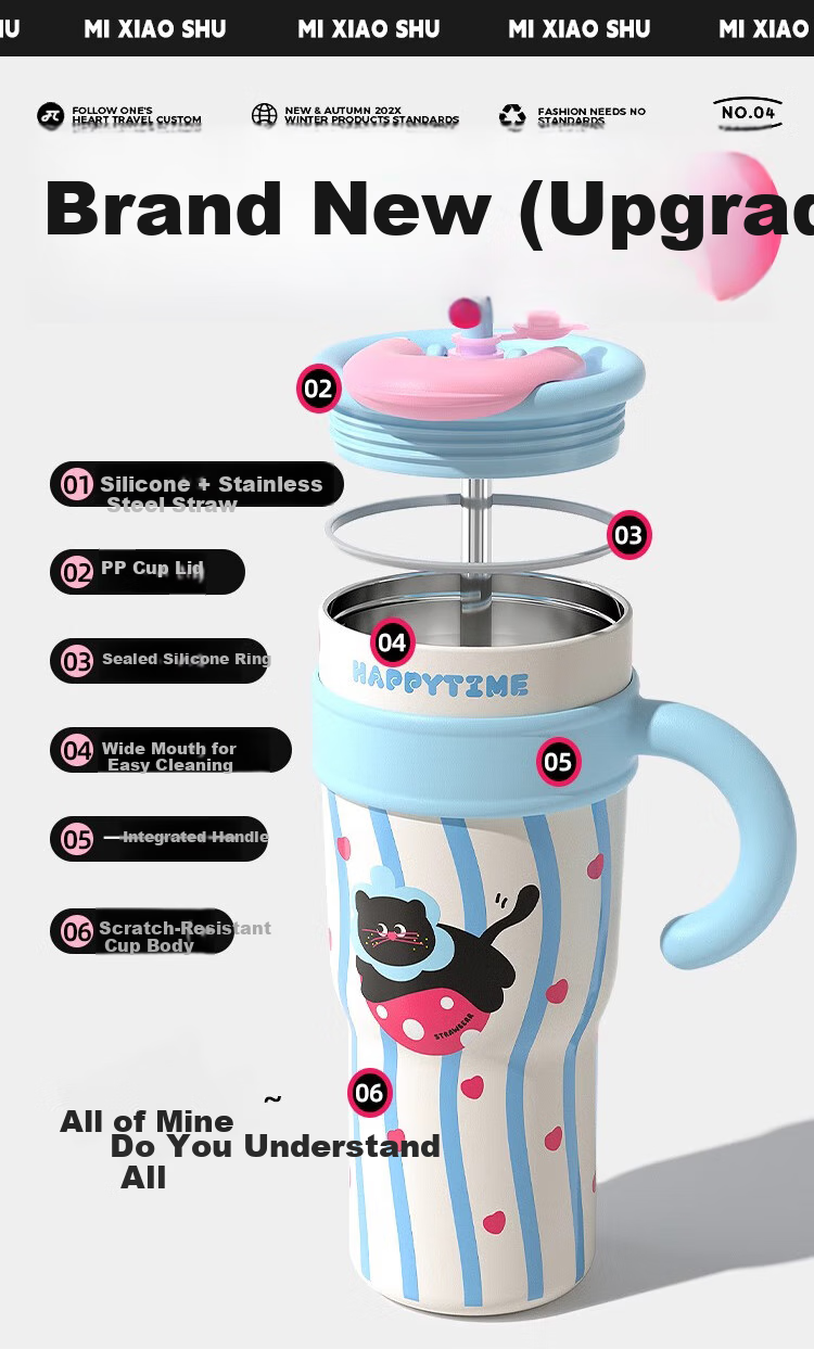 Mixiaoshu Straw Insulated Cup for Pregnant Women, Elderly, Ladies, And Those in Bed, 316 Stainless Steel Anti-Choking Nursing Water Cup 5