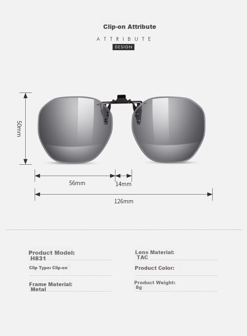 HELEN KELLER Clip-On Sunglasses for Men And Women, Comfortable to Wear, Specially Designed for Driving, HP831C20 Purple-Pink Gradient Lenses 5