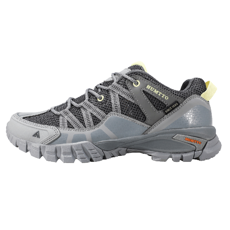 HUMTTO Summer Mesh Breathable Hiking Shoes, Large Perforated Breathable Mesh, Men's Outdoor Casual Trekking Shoes, Smoke Gray Dark Gray, Size 45