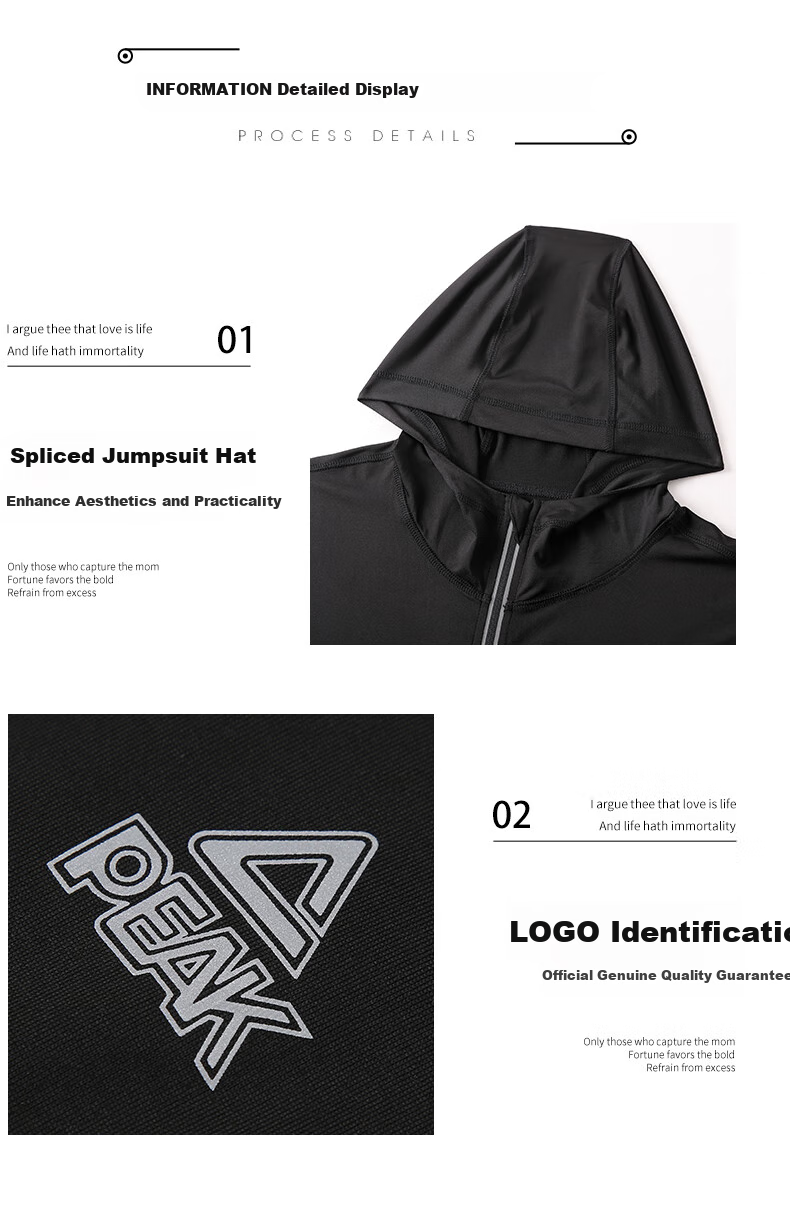 PEAK Men's Fitness Hoodie Jacket, Quick-Dry High-Elasticity Sweatshirt, Training And Morning Jogging Wear, Black | Jacket XL 10