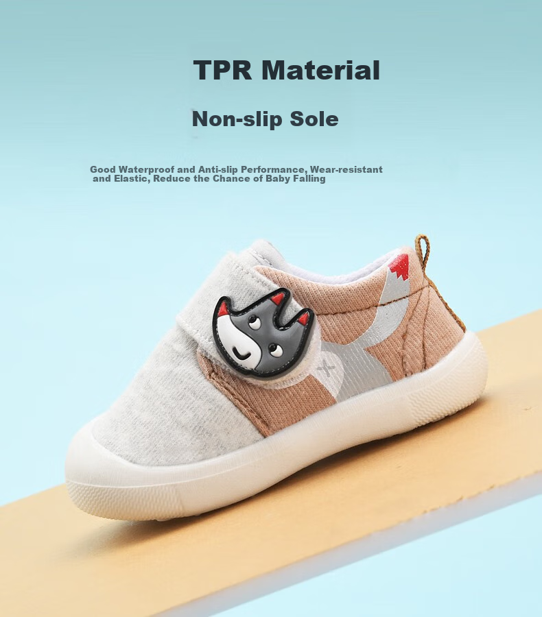ThomBaker Baby Walking Shoes Spring And Autumn Style, Girls' Cloth Shoes, Boys' Cartoon Soft-Soled Non-Slip Shoes, Red Fox 19 8
