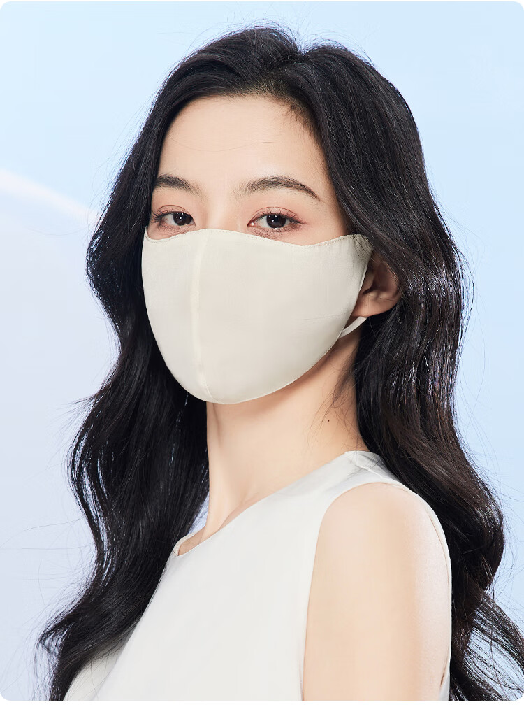 JIUMU Women's Silk Sun Protection Mask Summer UV Protection Breathable 3D Full Face Mulberry Silk Sun Shield 18