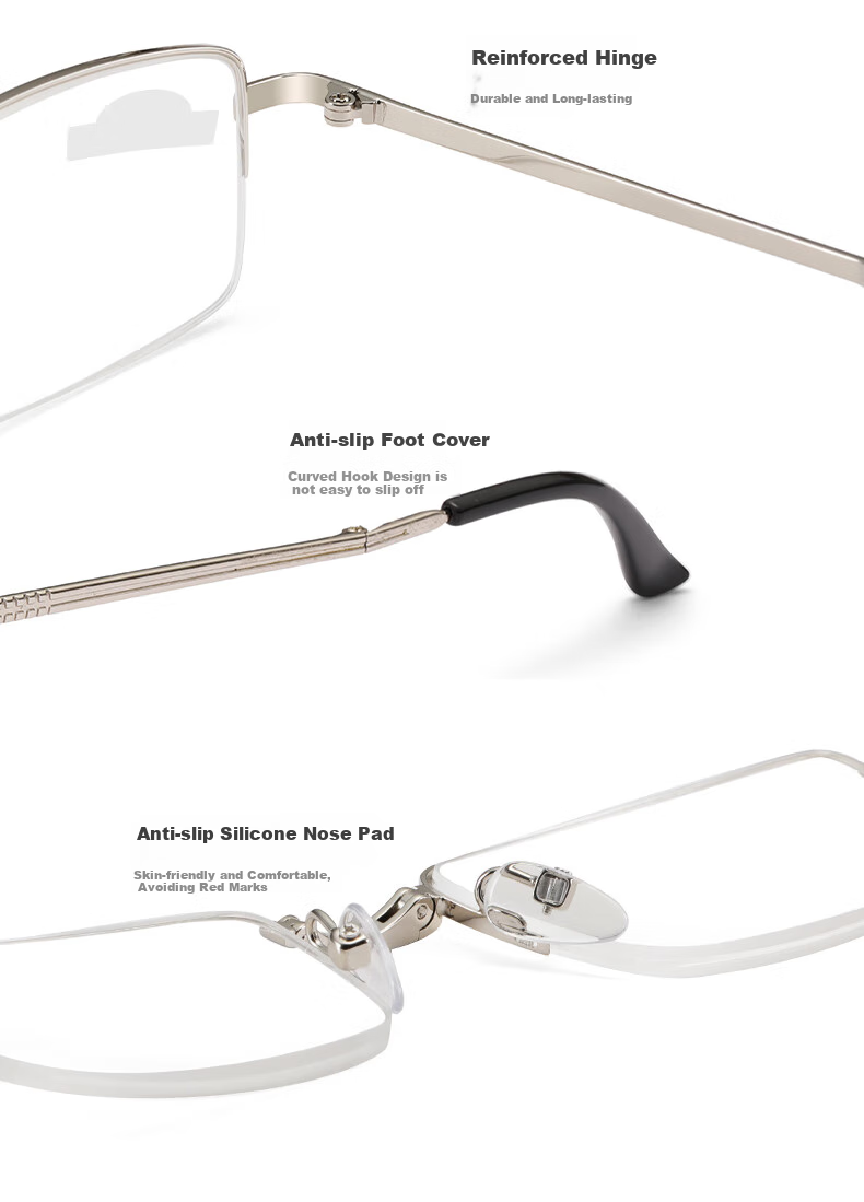 Funsonca Metal Folding Portable High-Definition Coated Reading Glasses for Men And Women, Imported Materials, Durable 6504, 100 Degrees, Father's Day 4