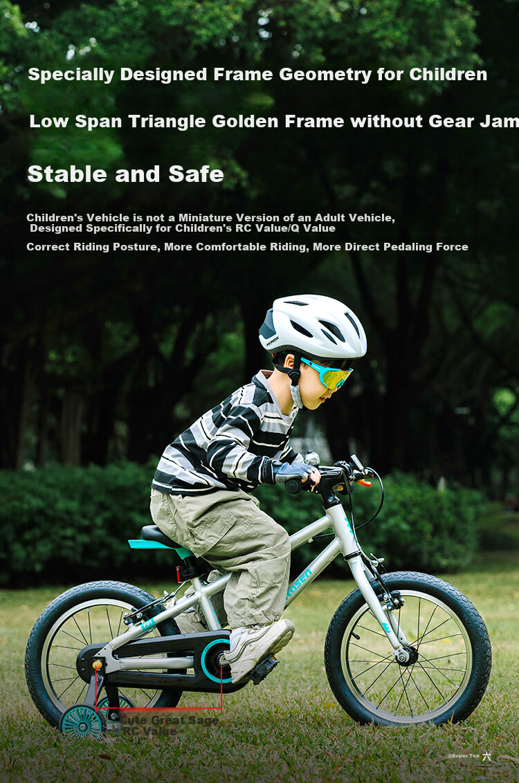 Mengdasheng F01 Children's Bicycle, Aluminum Alloy Ultra-Light Mountain Bike, Fun Ride for Ages 3-6 with Training Wheels And Pedals, 14-Inch Silver 3