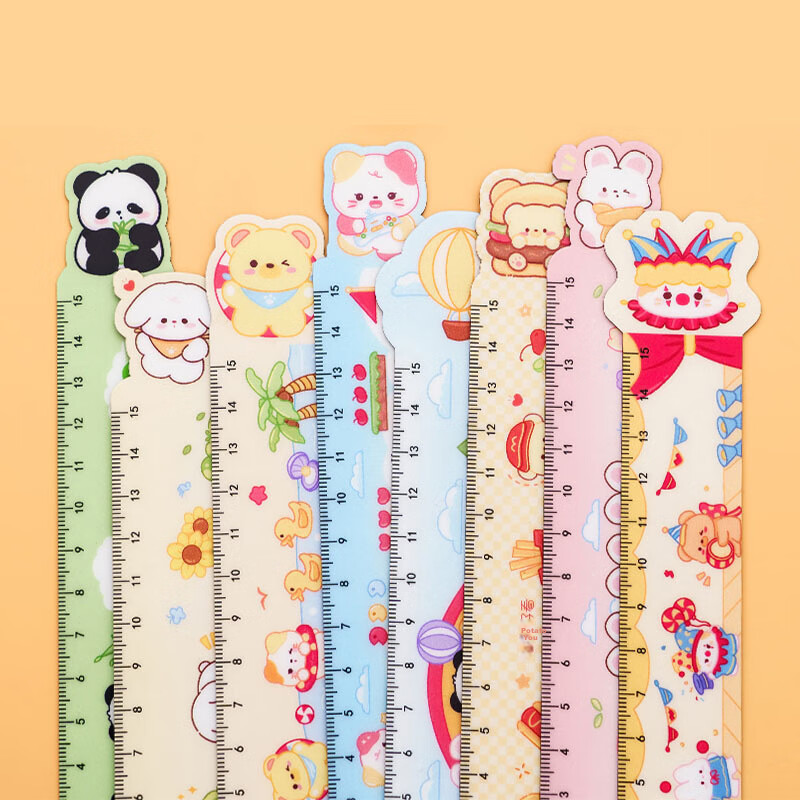 Yuhe Magnetic Flexible Ruler, Bendable up to 15cm, Multifunctional Fun Cartoon Straight Ruler, Drawing Ruler, Student Learning Supplies, Children's Reward Stationery, Children's Day And Back-To Gift, 5 Styles, 1224