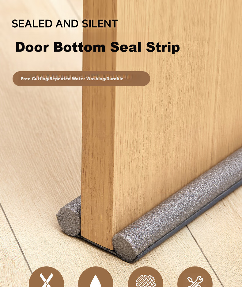 FESETE Door Bottom Gap Sealing Strip, for Doors And Windows, Glass Doors, Gaps, Drafts, Soundproofing, Wind Blocking, Anti-Wind Rubber Strip 1